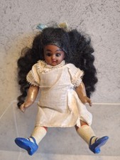 Antique Migonette Doll Bisque Head Black Wavy Hair Original Dress 5"