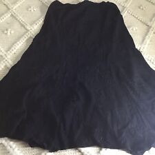 GHOST  Vintage embroided Flare black slip skirt size S. *1 Button Missing