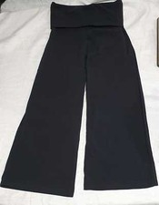 Dance/Keep Fit/Yoga Trousers - Black Cotton with folded waistband