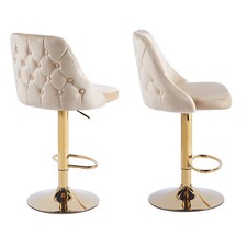 2/1Velvet Bar Stool Gold Metal