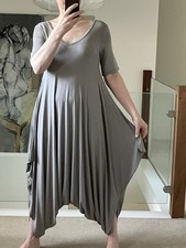 SALE !!! Made in Italy Lagenlook Jersey Jumpsuit Harem Leg Style Taupe Size S/M