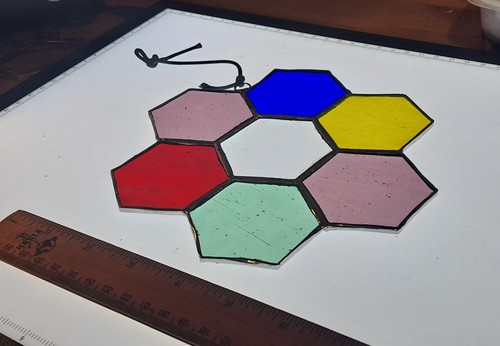 Stained glass hexagonal flower - glass,