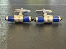 Dunhill Sterling Silver And Enamel Torpedo Shaped Cufflinks