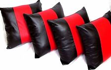 4 x Black /Red  Faux Leather 22 Inch Sofa / Chair Cushion & Cover Sets