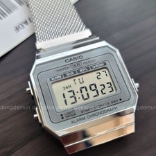 Casio A700WM-7AVEF Unisex Slim Vintage Mesh Band Metal Watch Original New silver