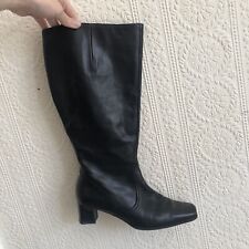 Vintage black leather long boots size 3 36