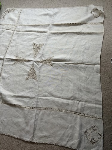 Maltese lace and linen table - linen,