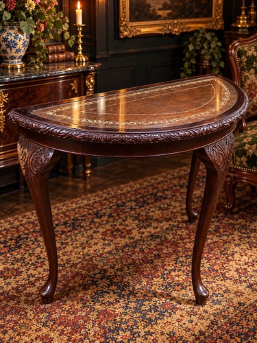 Carved demilune console - console, table