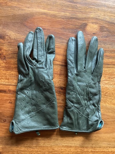 Genuine leather green - , gloves