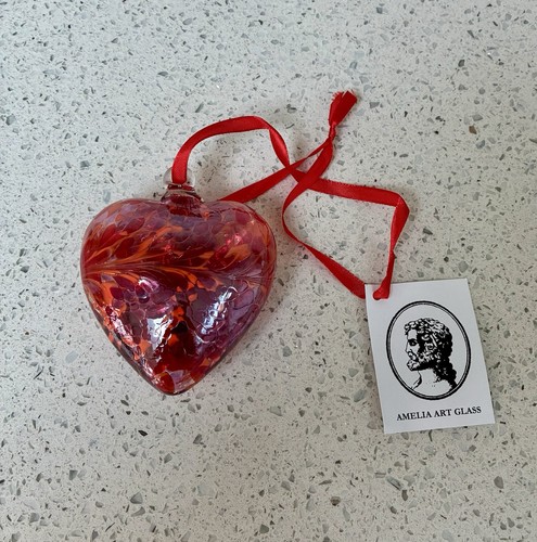 Red handmade glass hanging - red,