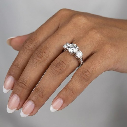 Trellis stone engagement - 3-stone,