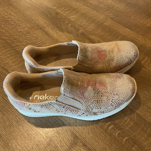 Rieker gold leather trainer - gold,