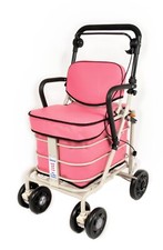 WALKING MOBILITY TROLLEY WITH SEAT, BACKREST AND ARMRESTS - PINK