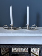 A pair of Vintage mid century   Silver Plated SEBA Chamberstick  Candle Holders 