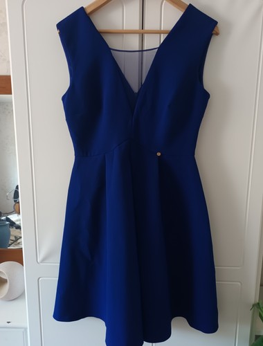 Blue dress with mesh - blue, detail
