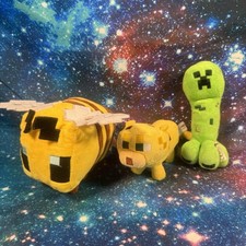 MOJANG MATTEL MINECRAFT SOFT TOYS BUMBLE BEE CREEPER & CAT BUNDLE