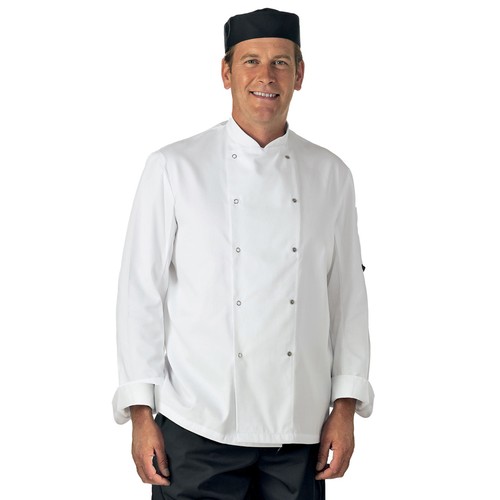 White long short sleeve chef - long,