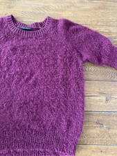 Dorothy Perkins Ladies Burgundy Fluffy Knit Short Sleeve Crop Jumper Top Size 10