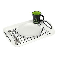 Anti Non Slip Plastic Food Tray Rubber Grip Surface Serving Lap Dinner Pub White