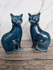 Poole Pottery Teal Cats 16.5cm