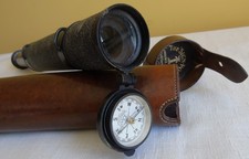Rare Antique Three Draw Telescope With Compass "The Sign-Post" Lawrence & Mayo