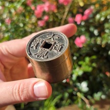 Chinese Antique Paktong Coin form Opium box Censer / Inkwell 19th century QING