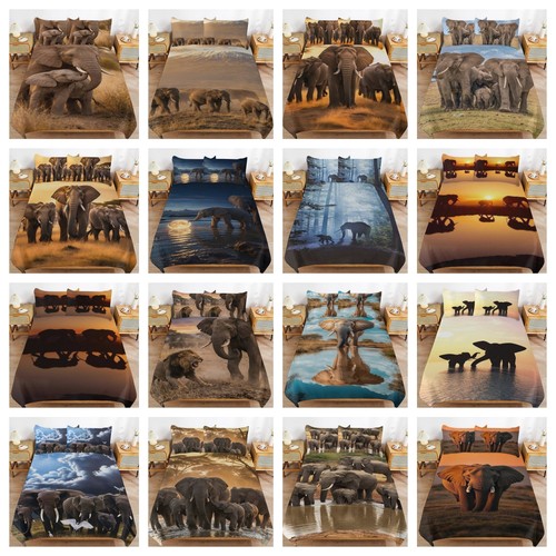 African elephant duvet quilt - african,