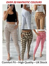 Ladies Womens Trousers Leggings Check Checked Stretch Pants Fashion Quality NEW