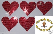 FABRIC SEQUIN 40mm HEART  IRON-ON CUSTOMIZE craft SPECIAL OCCASION TRANSFER lot