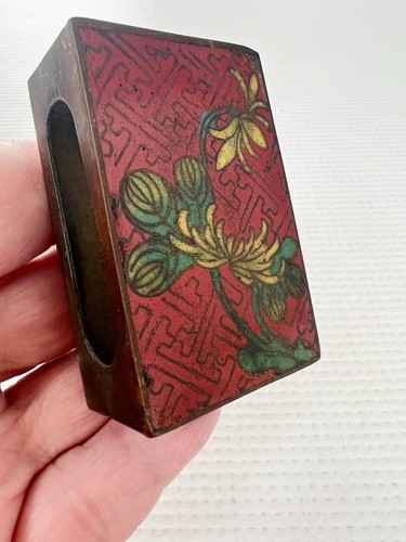 Vintage brass floral enamel - floral,