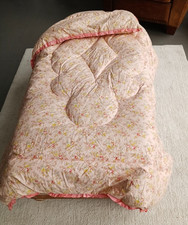 Pink Country Frill Edged Quilted Throw Eiderdown Blanket Double Bed Sofa Floral