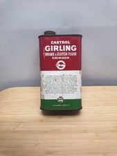 VINTAGE CASTROL GIRLING - BRAKE CLUTCH FLUID TIN CAN CRIMSON 1 Pint GARAGE 