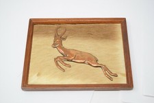 Vintage Afrimex Copper Springbok Antelope on Genuine Deer Fur Skin Wall Plaque 