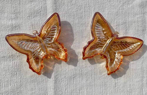 Pair amber glass - pair,