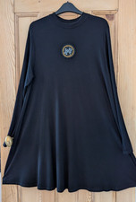 Gorgeous black jersey dress with Motor Racing/F1 emblem by Papaya Weekend Size L