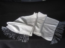 Original Vintage Men's TOOTAL White Evening Scarf. Black / White Tassels. Sound.