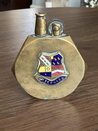 Brass trench art - trench, lighter