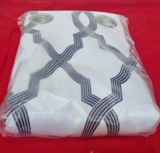 Edward Trellis Curtains Room Darkening White & Black Window Panel Set for Living