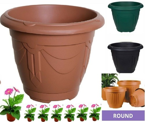 Plastic round planter plant - plastic,