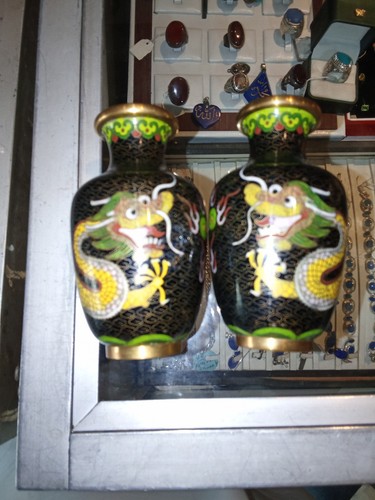 Pair chinese cloisonne - pair,