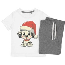 'Baby Dalmation Wearing Santa Hat' Kids Nightwear / Pyjama Set (KP058110)