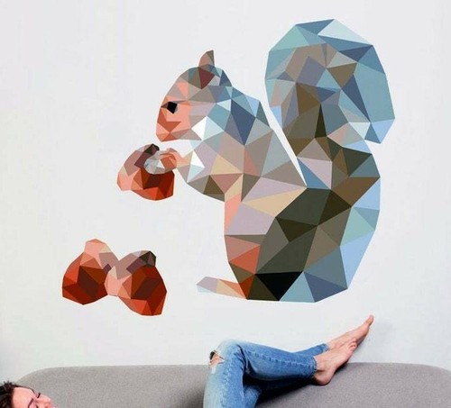 Squirrel with acorns decal - with,