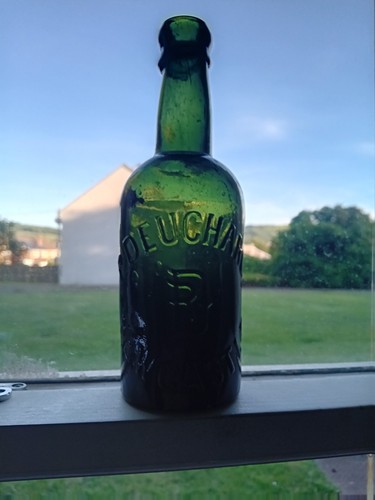 Antique green glass beer - green,