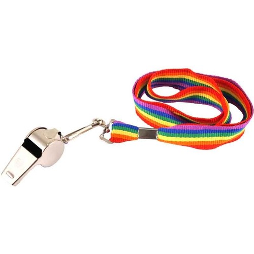 Metal whistle rainbow cord - metal,