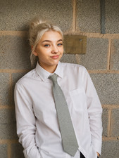 Lewin silk tie grey - t.m.,