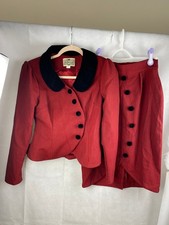 COLLECTIF Burgundy Red 1940s style Suit Skirt Jacket UK 8 XS