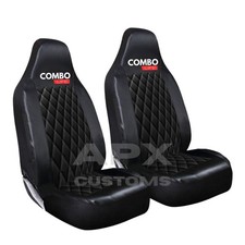 VAUXHALL COMBO VAN - DELUXE BLACK QUILTED DIAMOND LEATHER CAR SEAT COVERS 1+1