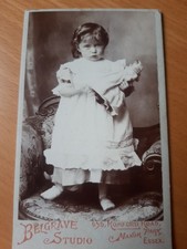 CDV Pretty Girl & Toy Doll -