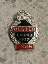 Vintage Ulster Grand Prix 1965 Enamel Badge Motorcycle Racing Davis