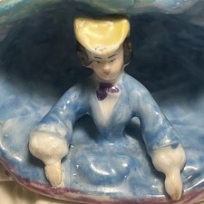 Antique Conta & Boehme Porcelain German Fairing Trinket Box Risqué Woman Dress